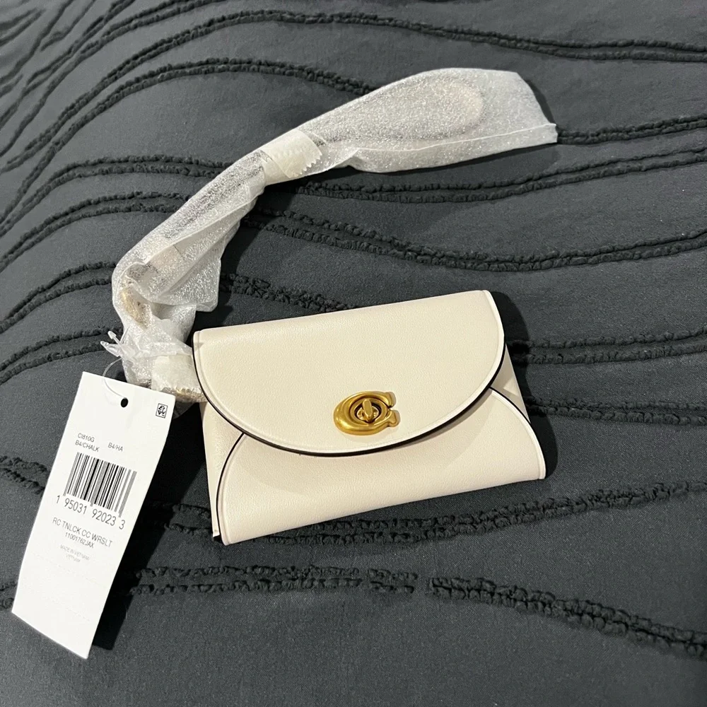 Coach Cream Leather Clutch with Gold Accent - Picture 2 of 5
